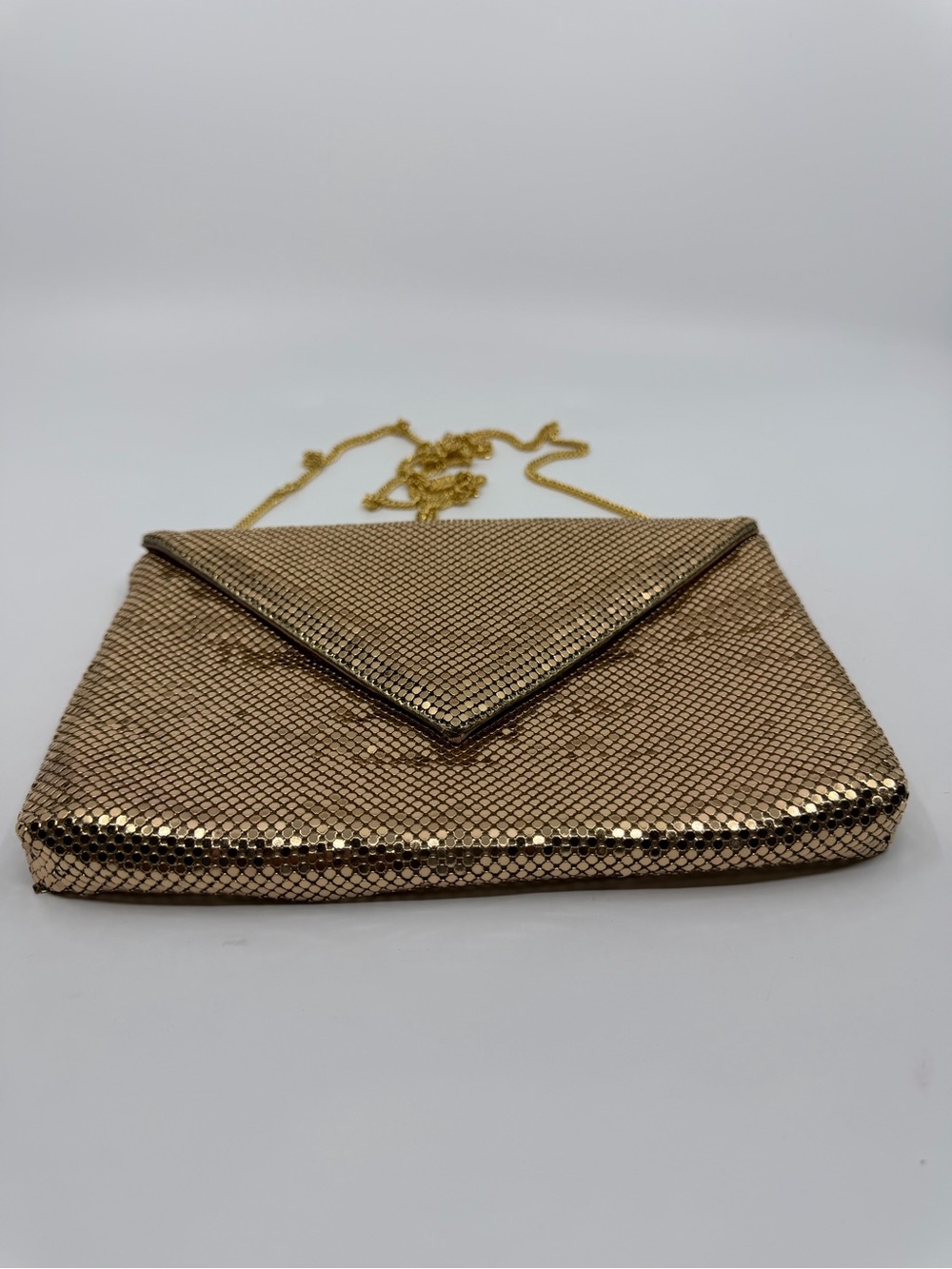Whiting & Davis Gold Mesh Envelope Shoulder Bag with Chain Strap - Picture 3 of 8